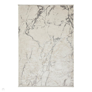 Mirage MR15 Modern Abstract Distressed Metallic Shimmer Soft Textured High-Density Polyester/Viscose Mix Low Profile Short Pile Grey/Cream Rug-Think Rugs-Rug Love - The Most Loved Rug Store
